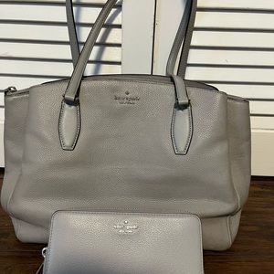 Kate Spade grey leather handbag and wallet